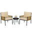 Outsunny Conjunto de Mesa y Sillas de Jardín Exterior Juego de 3 Piezas Sillas y Mesa de Ratán con 2 Sillas y 1 Mesa de Centro de Vidrio Templado para Terraza Césped Balcón Negro y Beige, , large indicador imagen numero 1