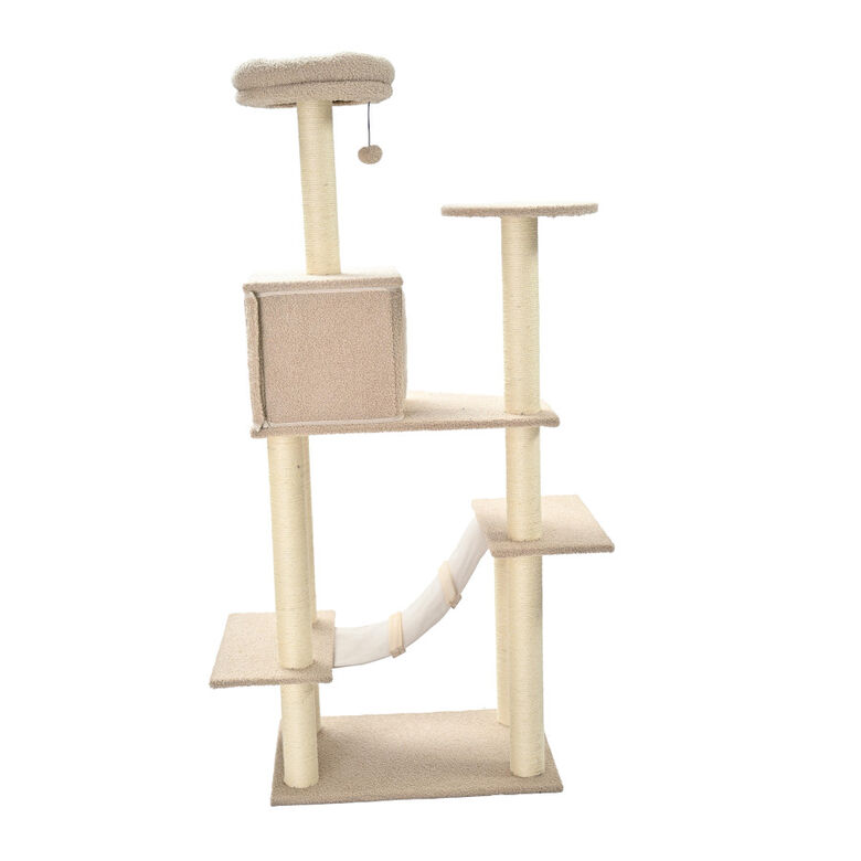 Leeby Boucle Collection Árbol rascador con cama nido y puente para gatos thumbnail