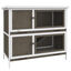 PawHut Conejera de Madera Jaula para Conejos de 2 Pisos 97x44x91 cm con Techo Asfáltico Puertas con Pestillo Bandejas Extraíbles y Rampa para 2 Conejos Marrón, , large indicador imagen numero 1