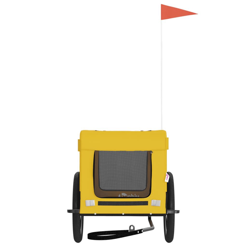 vidaXL Remolque bicicleta de perros hierro tela Oxford amarillo negro, , large Imagen numero 13