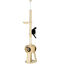 PawHut Árbol para Gatos de Suelo a Techo de 225-255 cm Torre para Gatos Altura Ajustable con Cueva Plataformas Hamaca Postes Rascadores Rampas y Bolas Colgantes Ø48x225-255 cm Beige, , large indicador imagen numero 1