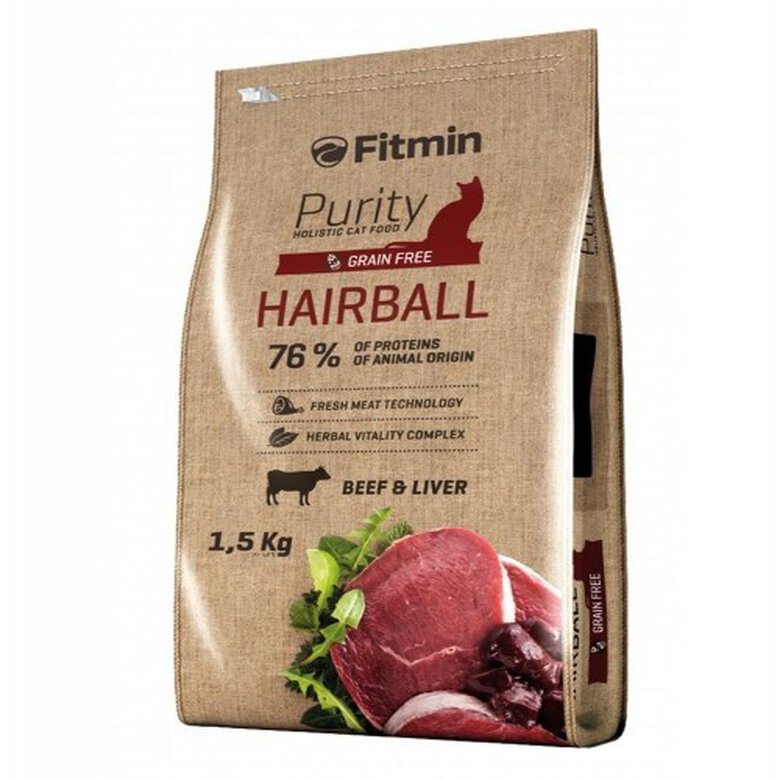 Pienso Dibaq Fitmin Purity Grain free HairBall para gatos sabor vacuno pollo y cerdo, , large image number null