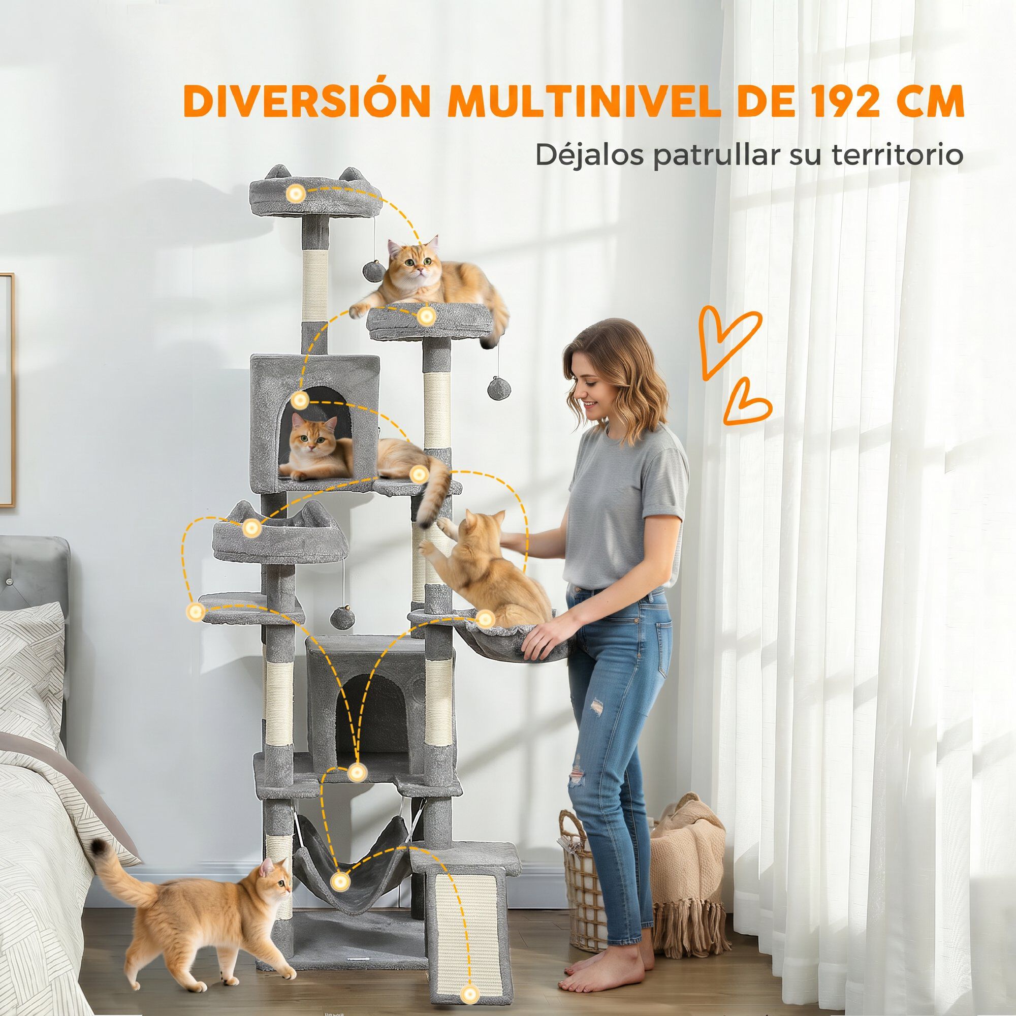 PawHut &Aacute;rbol para Gato Gris Claro, , large Imagen numero 4