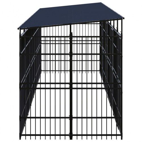 Vidaxl perrera con puerta de bisagras para perros, , large Imagen numero 9