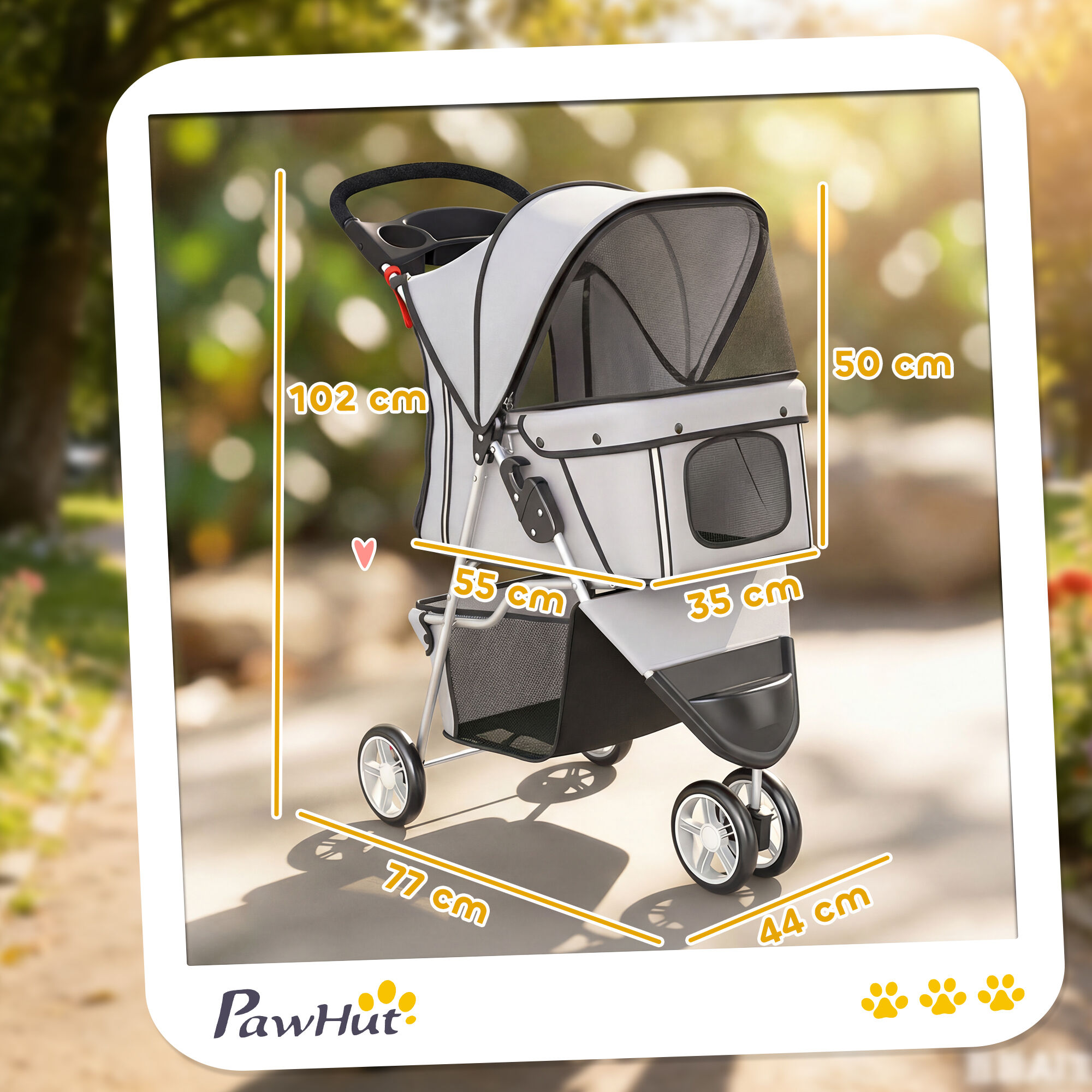 PawHut Carrito para Perro Gris Claro, , large Imagen numero 3