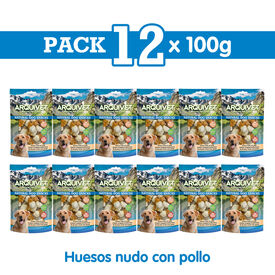 Aquivet Pack Snacks Naturales Huesos nudo con pollo para Perros
