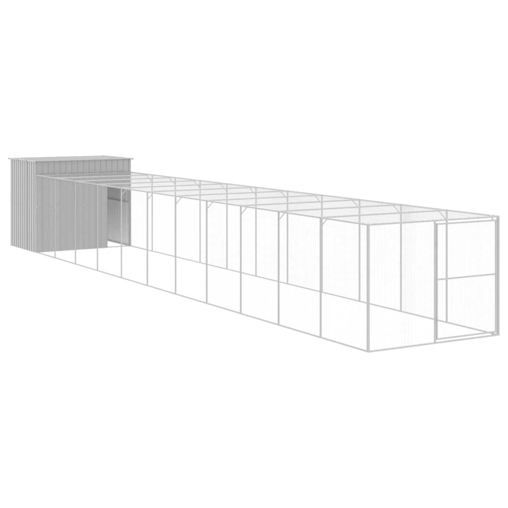 vidaXL Caseta perros corral acero galvanizado gris claro 214x865x181cm, , large Imagen numero 14