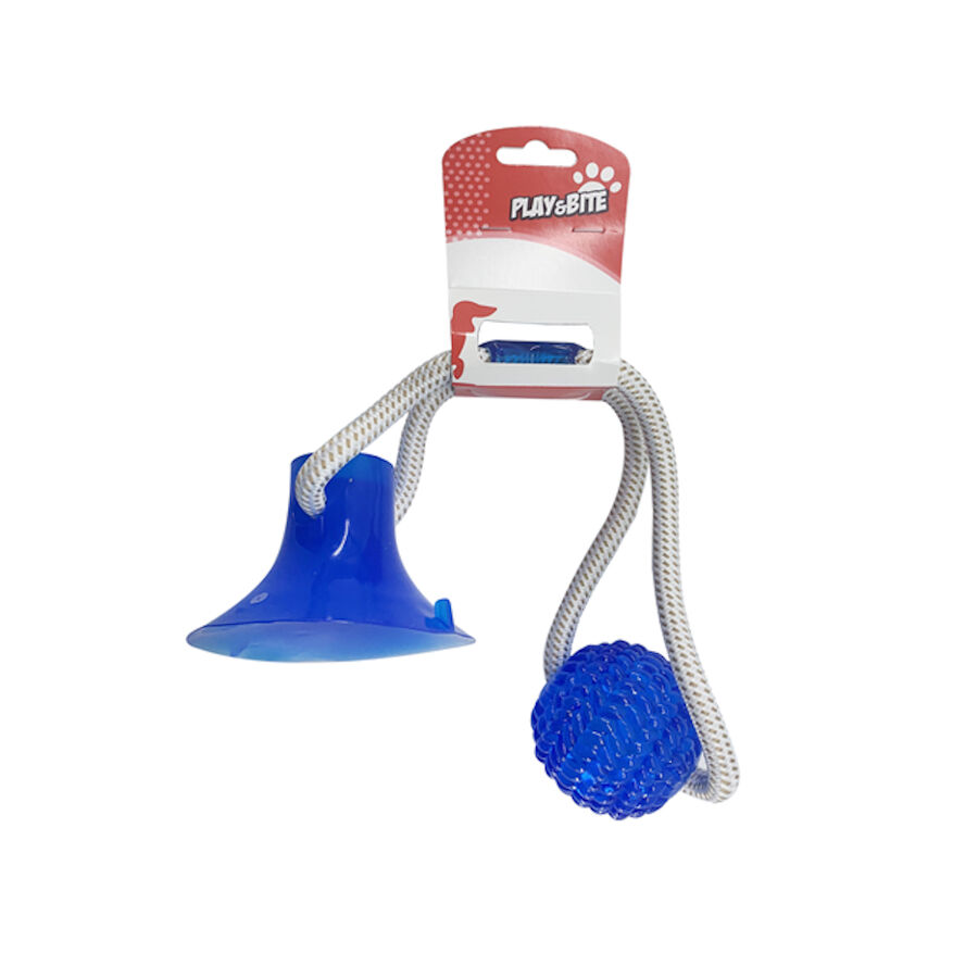 Play&Bite Solution Pelota Azul con Cuerda para perros, , large Imagen numero 1