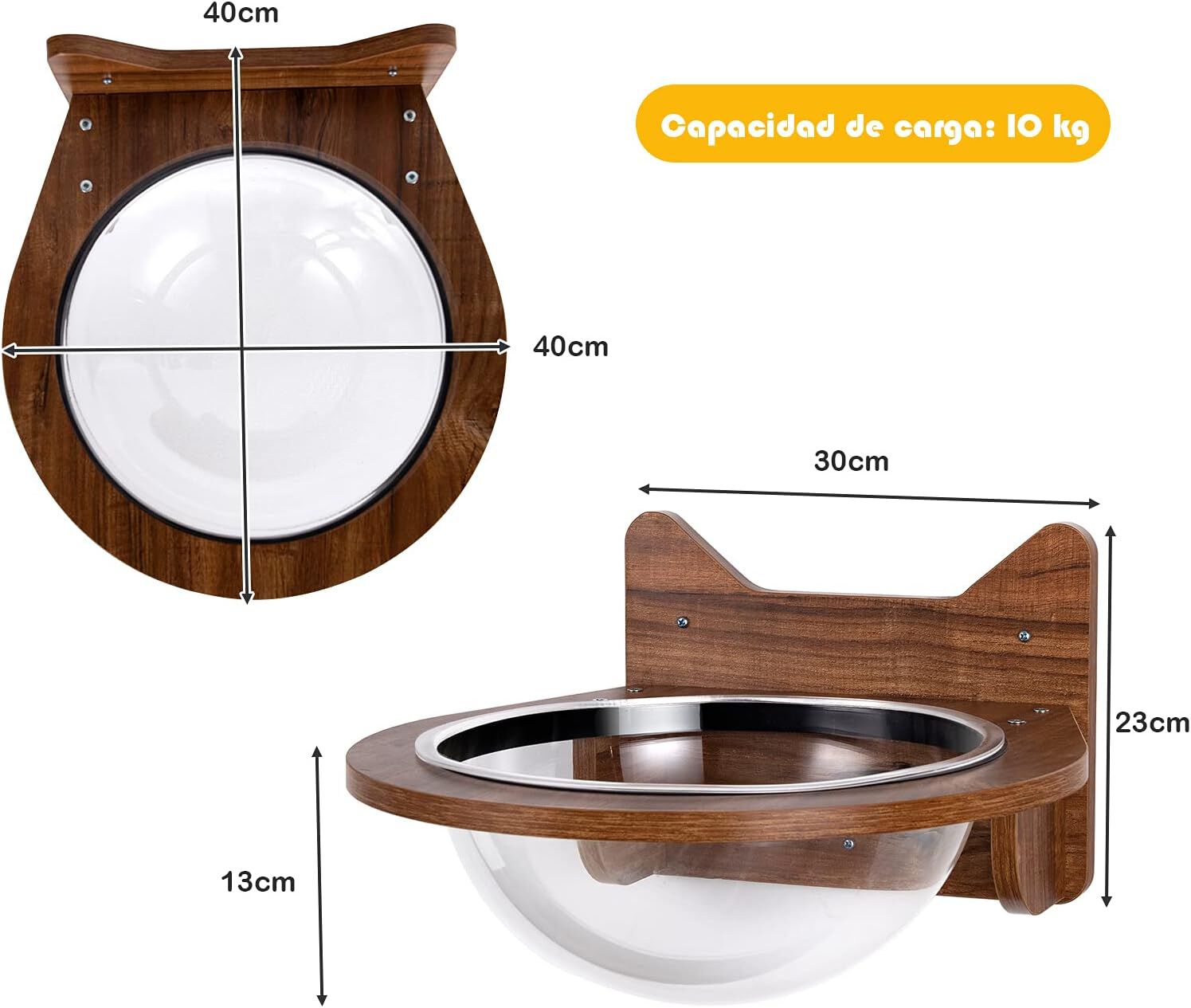 COSTWAY Cama para Gatos Montada a la Pared Casa Flotante con Burbuja Transparente C&aacute;psula para Gatos, , large Imagen numero 5
