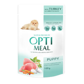 Optimeal Comida Húmeda con pavo y zanahoria en salsa para cachorros