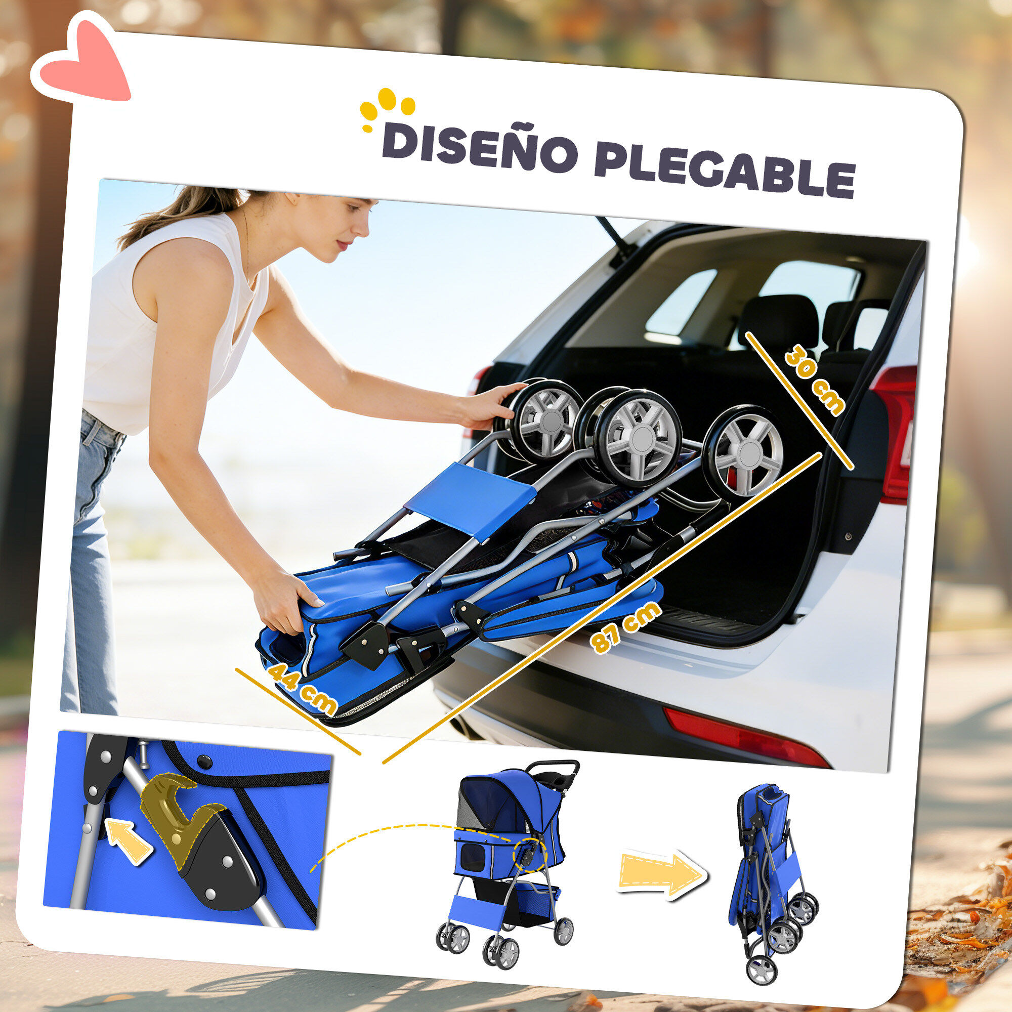 PawHut Carrito para Perro Azul, , large Imagen numero 5