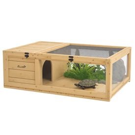 PawHut Casa para Tortugas Madera Natural