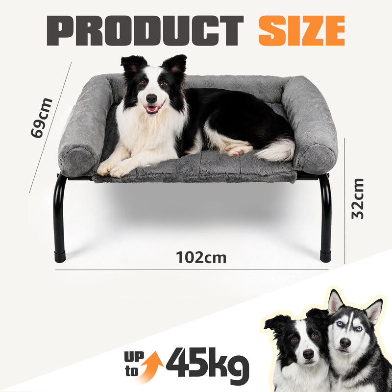 Nobleza Cama Elevada Sof&aacute; para Perros (XL-122*71*32cm) - Cama 2 en 1 Invierno/Verano con Coj&iacute;n de Felpa Desmontable, Cama T&eacute;rmica y Transpirable para Exterior e Interior, Gris, , large Imagen numero 7