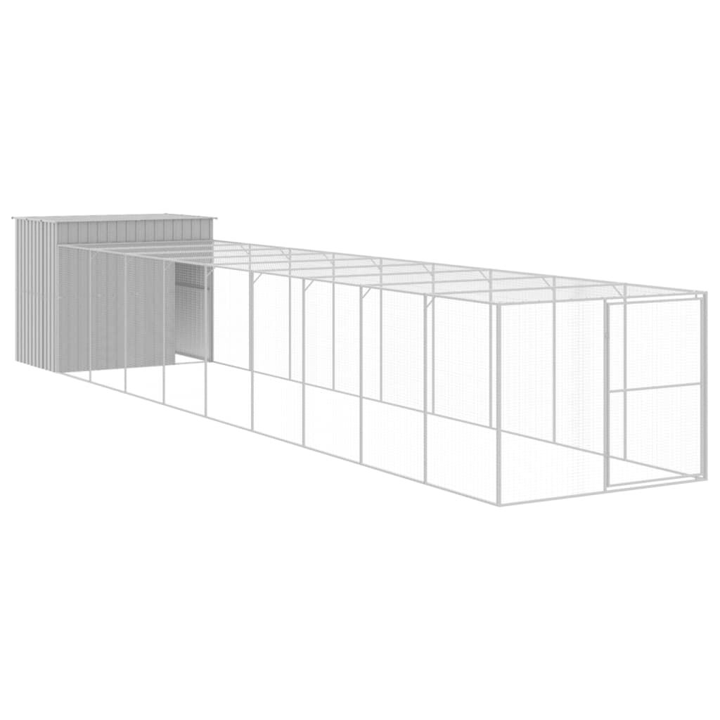 vidaXL Caseta perros corral acero galvanizado gris claro 214x865x181cm, , large Imagen numero 18