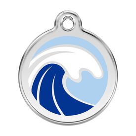 Red Dingo Placa identificativa Acero Inoxidable Esmalte Ola Azul Claro para perros