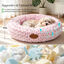 Nobleza Cama Redonda para Gatos y Perros Peque&ntilde;os/Medianos (&Oslash; 60 cm) - Coj&iacute;n Donut Antiestr&eacute;s de Felpa Suave con Textura Rosas, Cama Lavable e Antideslizante, Rosa, , large indicador imagen numero 3