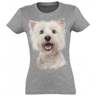 Camiseta Mujer Westie color Gris, Camiseta Mujer Westie color Gris