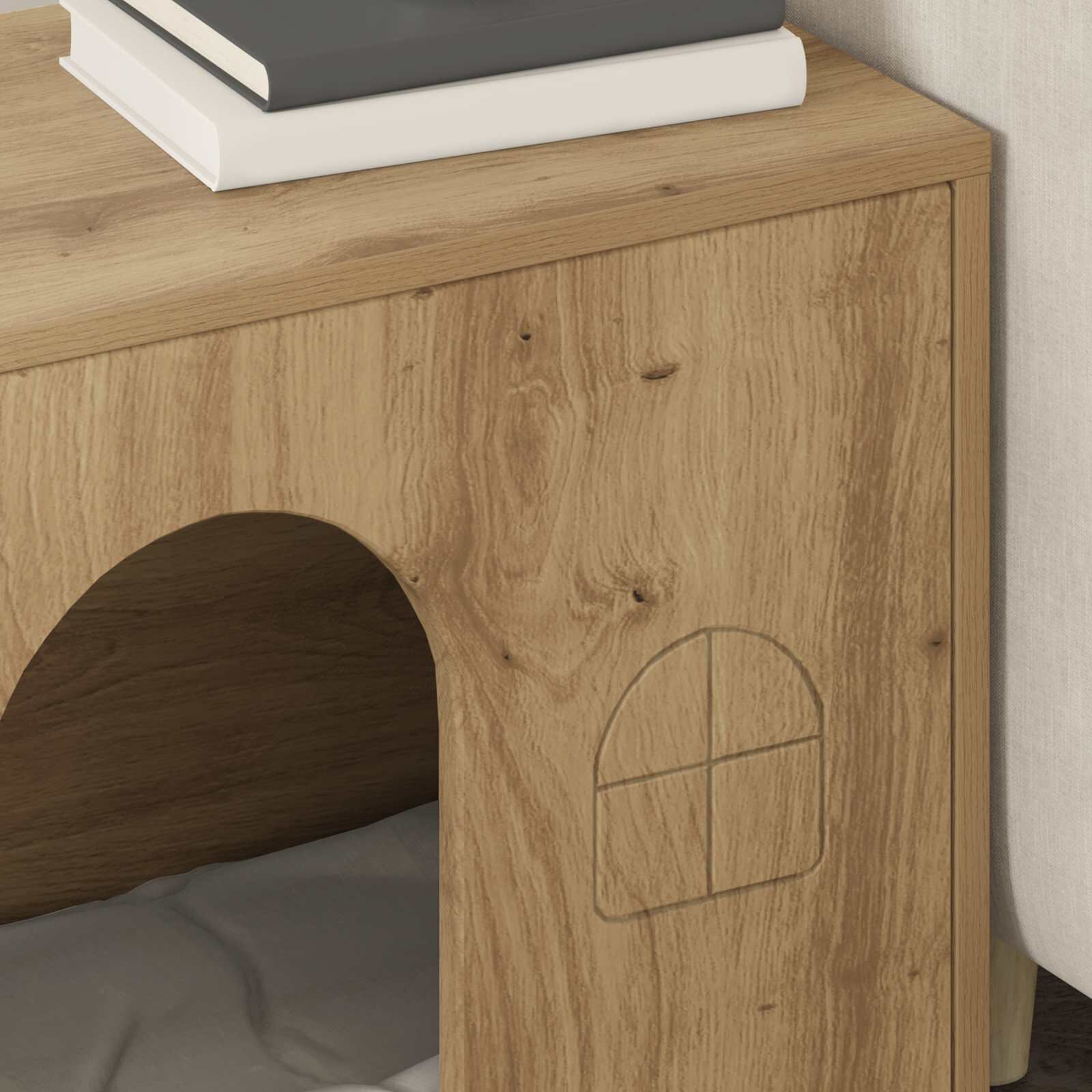 vidaXL Casa para Gatos Roble Artesanal 51 x 30 x 52 cm, , large Imagen numero 5