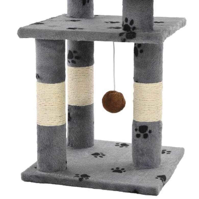 Rascador con poste de sisal para gatos color Gris Huellas, , large image number null