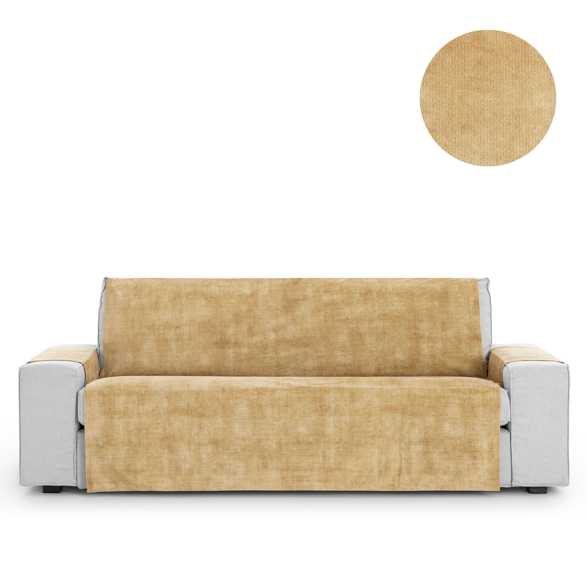 Cubre Sof&aacute; Protector Antimanchas acabado aterciopelado Ocre 4 Plazas 190 cm (210-250 cm), , large Imagen numero 1
