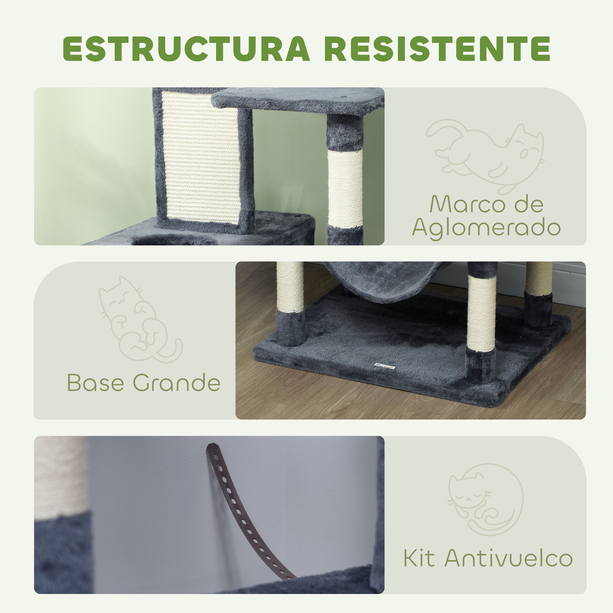 PawHut &Aacute;rbol para Gatos Gris Oscuro, , large Imagen numero 5