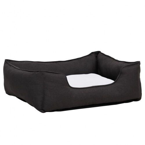 Vidaxl sof&aacute; acolchado rectangular con coj&iacute;n gris oscuro y blanco para perros, , large Imagen numero 2