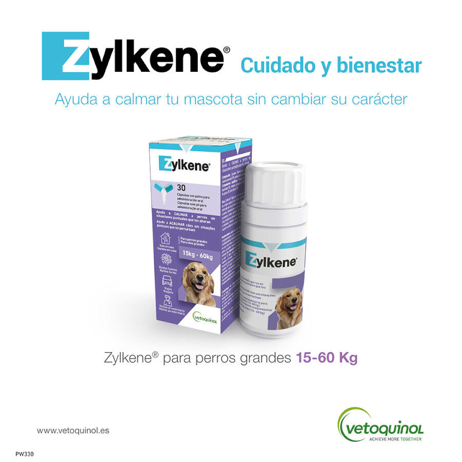 Vetoquinol Zylkene suplemento natural calmante en cápsulas para perros y gatos thumbnail