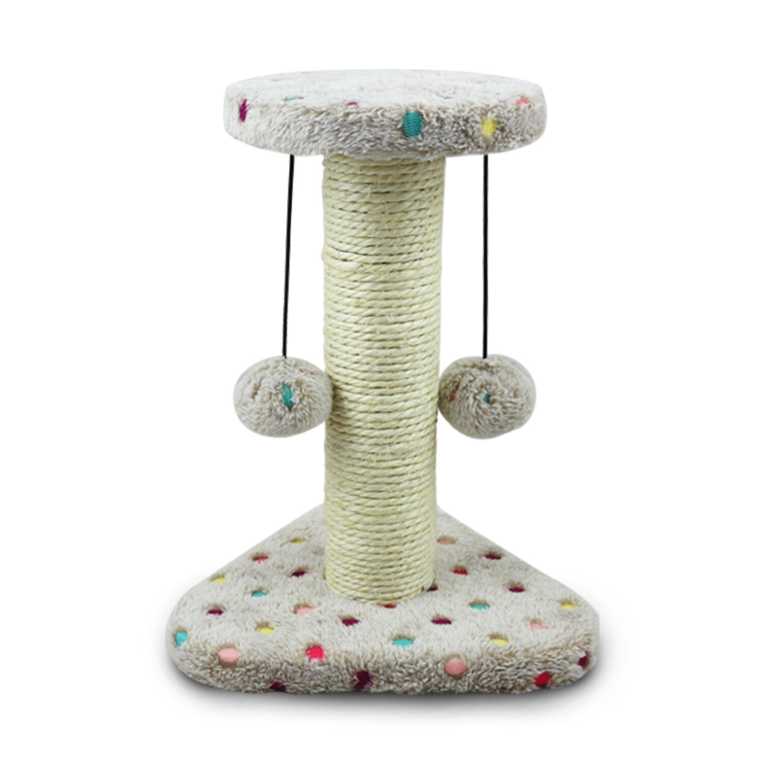 Nobleza - Juguete rascador para gatos, tipo columna con pelotas. Color marr&oacute;n, alto 28cm., , large Imagen numero 1