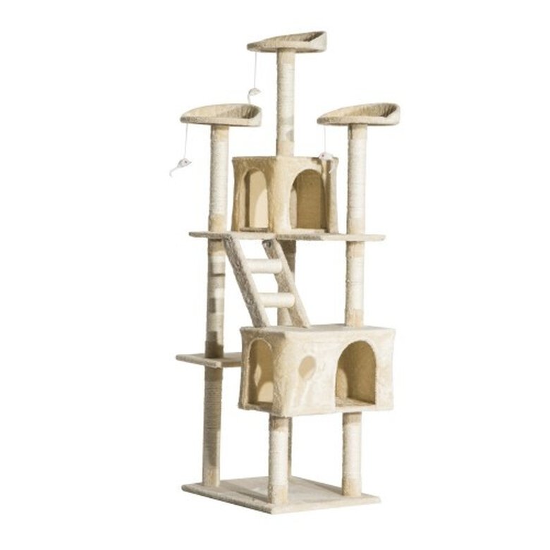 Rascador PawHut para gatos con árbol y poste color Beige, , large image number null