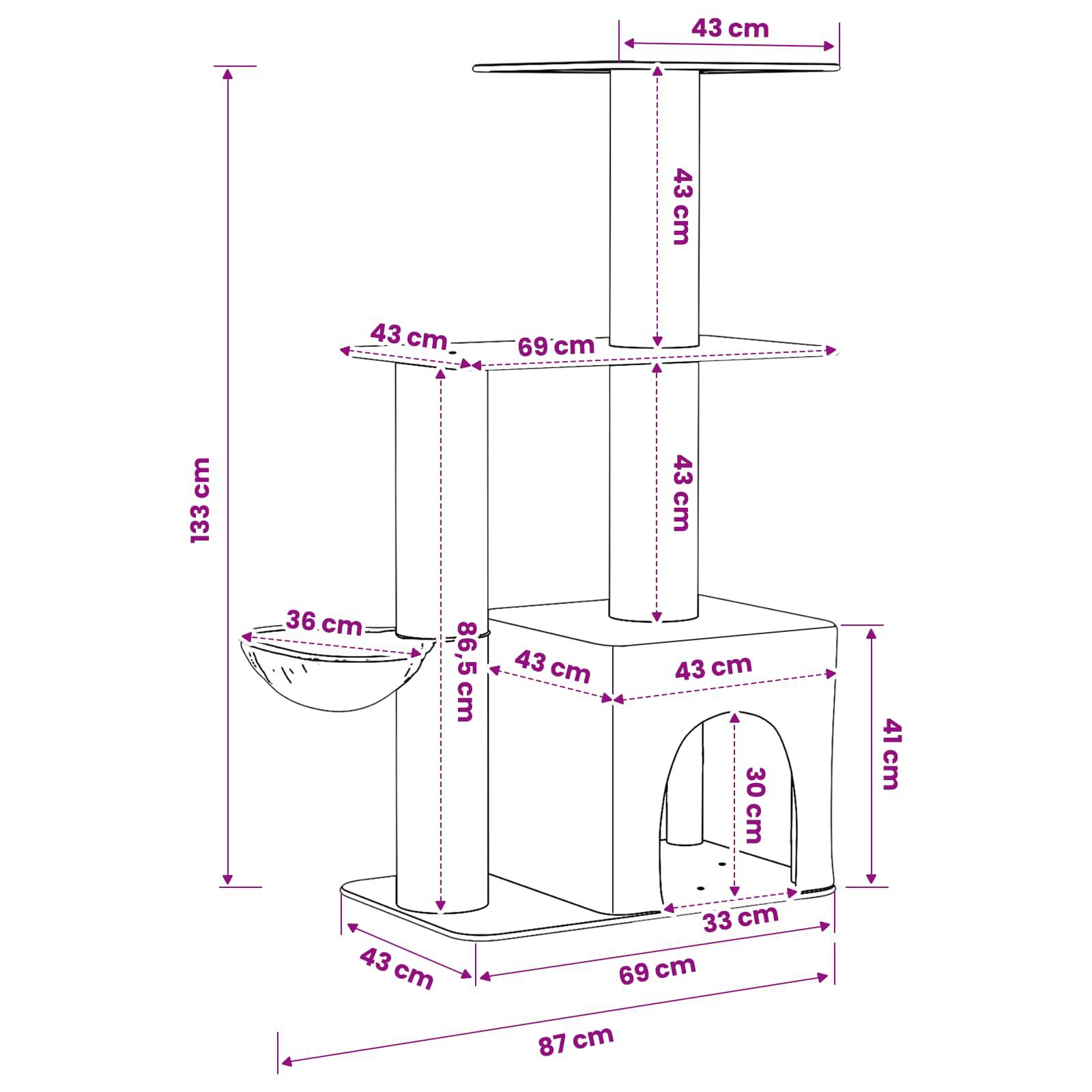 vidaXL &Aacute;rbol para gatos con postes de sisal &Aacute;rbol rascador Torre Gatos Juego, , large Imagen numero 4
