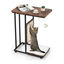COSTWAY 4 en 1 Árbol para Gatos Y Mesa Auxiliar, en Forma de C con Tabla para Rascar, Cojín Lavable Extraíble y Juguete para Colgar, Muebles Modernos para Gatos para Sala de Estar, Marrón Rústico, , large indicador imagen numero 1