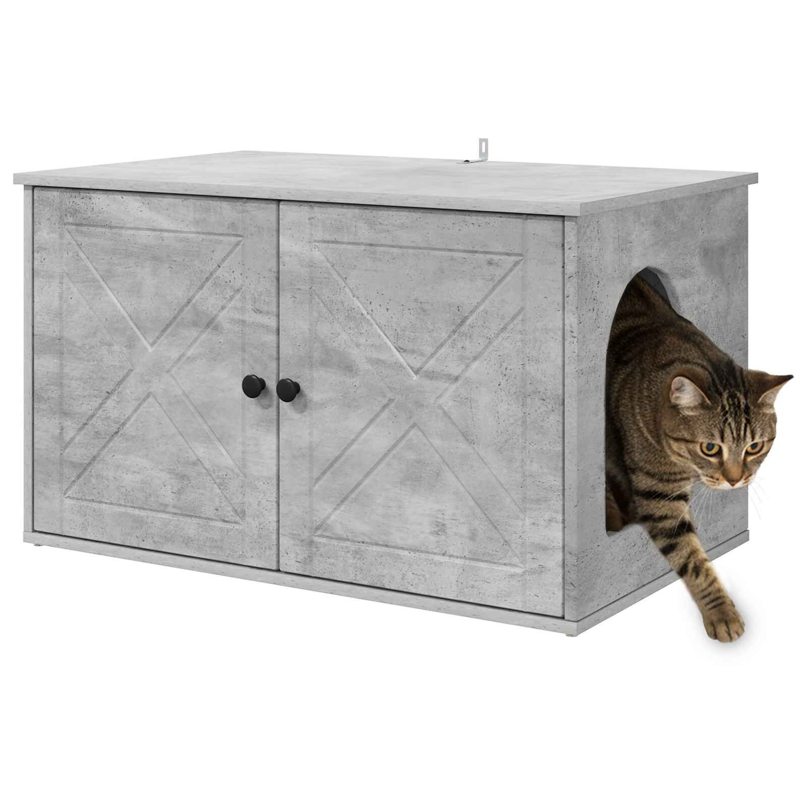 vidaXL Casa para Gatos Concreto 85 x 55 x 50 cm Madera de ingenier&iacute;a, , large Imagen numero 3