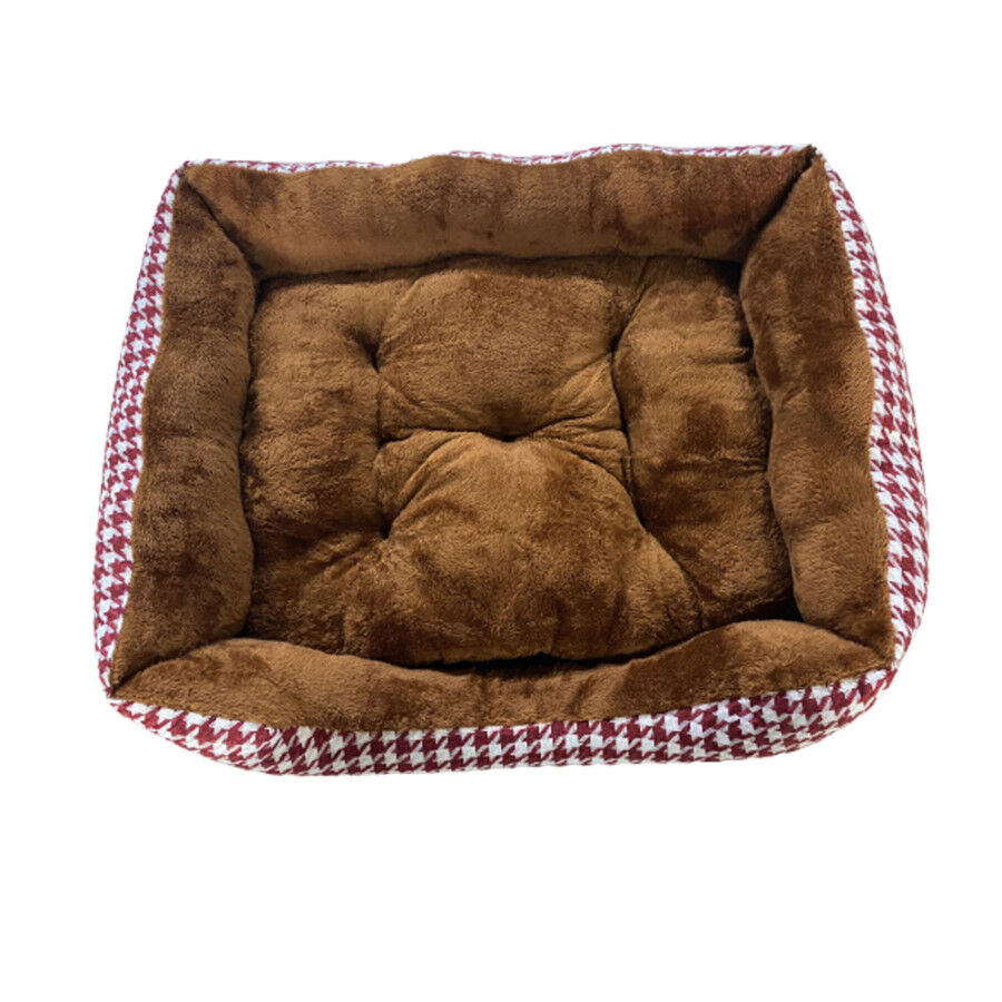 REINO MANSIDI Elegante Cama de cuadros Rojos para mascotas thumbnail