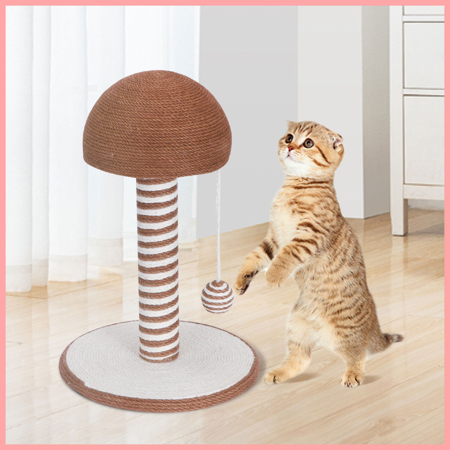 Nobleza &ndash; Poste rascador para gatos de sisal con juguete. Peque&ntilde;o, Medidas: L30*W30*H42CM, , large Imagen numero 5