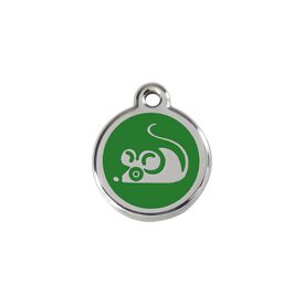 Red dingo Placa identificativa Acero Inoxidable Esmalte Ratón Verde para gatos