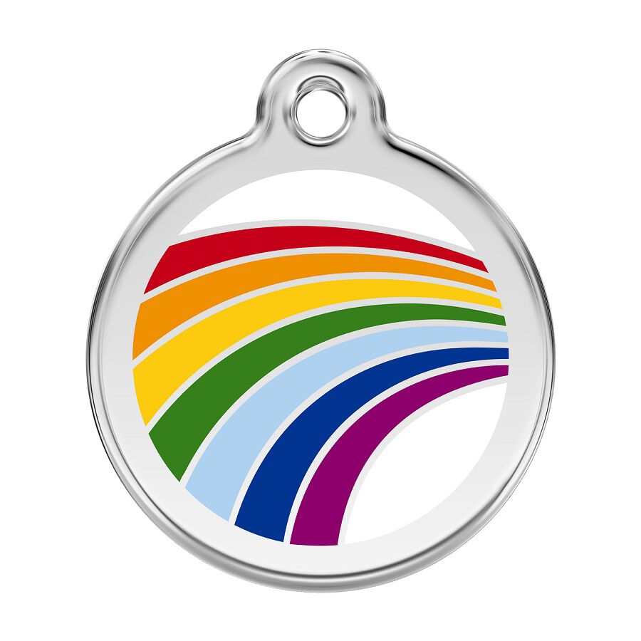 Placa identificativa Acero Inoxidable Esmalte Arco&iacute;ris Blanco para perros, , large Imagen numero 1