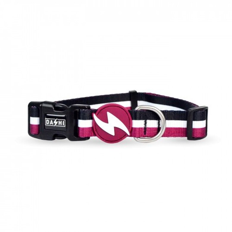 Dashi stripes collar de poliéster púrpura y negro para perros, , large image number null