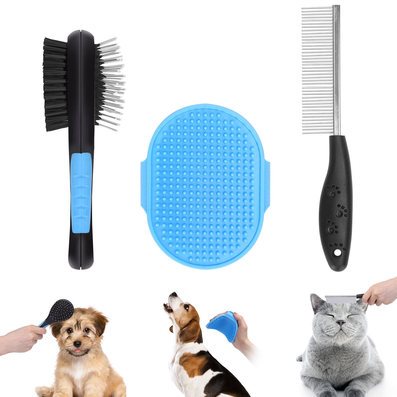 Nobleza Dual Grooming Cepillo para Mascotas