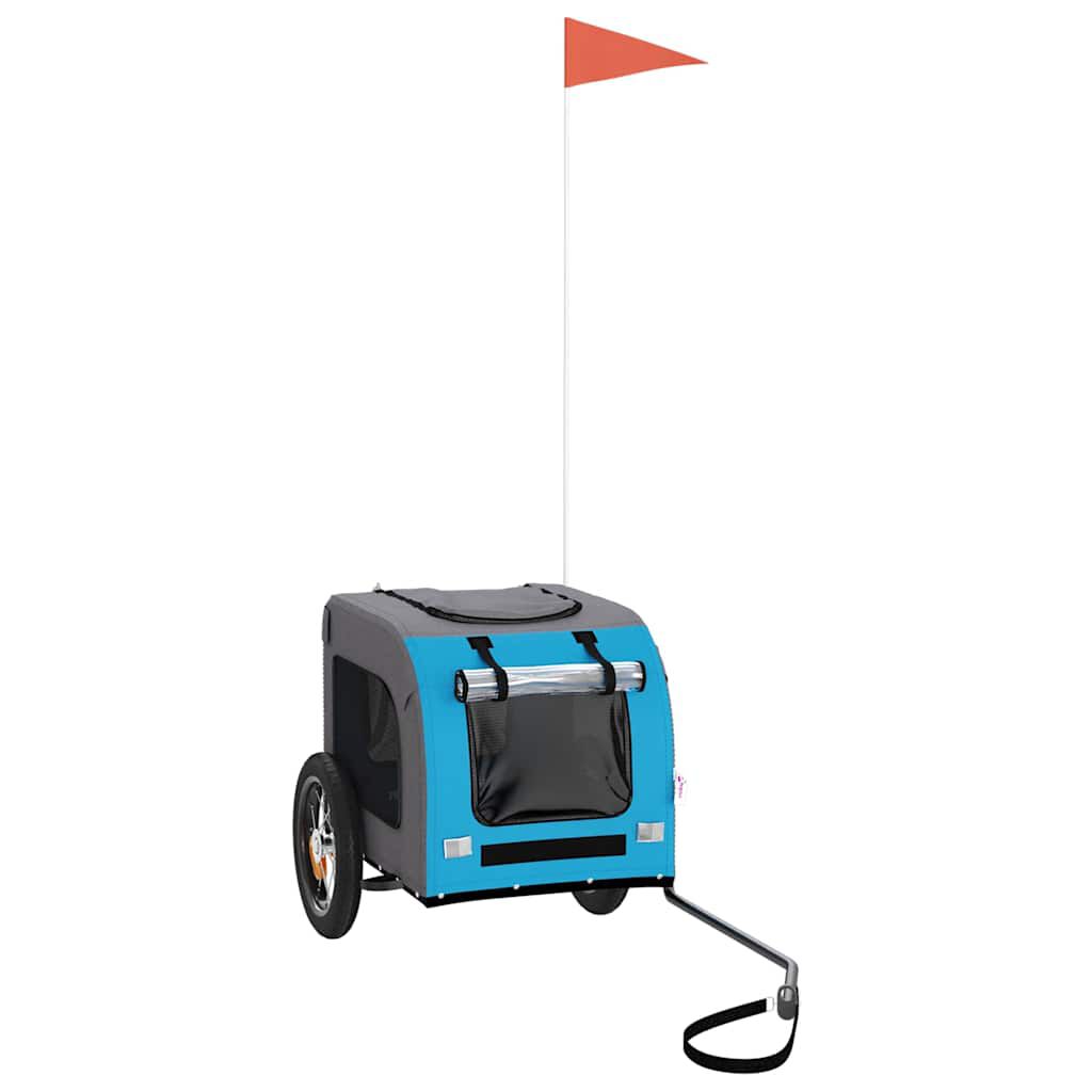 vidaXL Remolque de bicicleta para perros hierro tela Oxford azul gris, , large Imagen numero 5