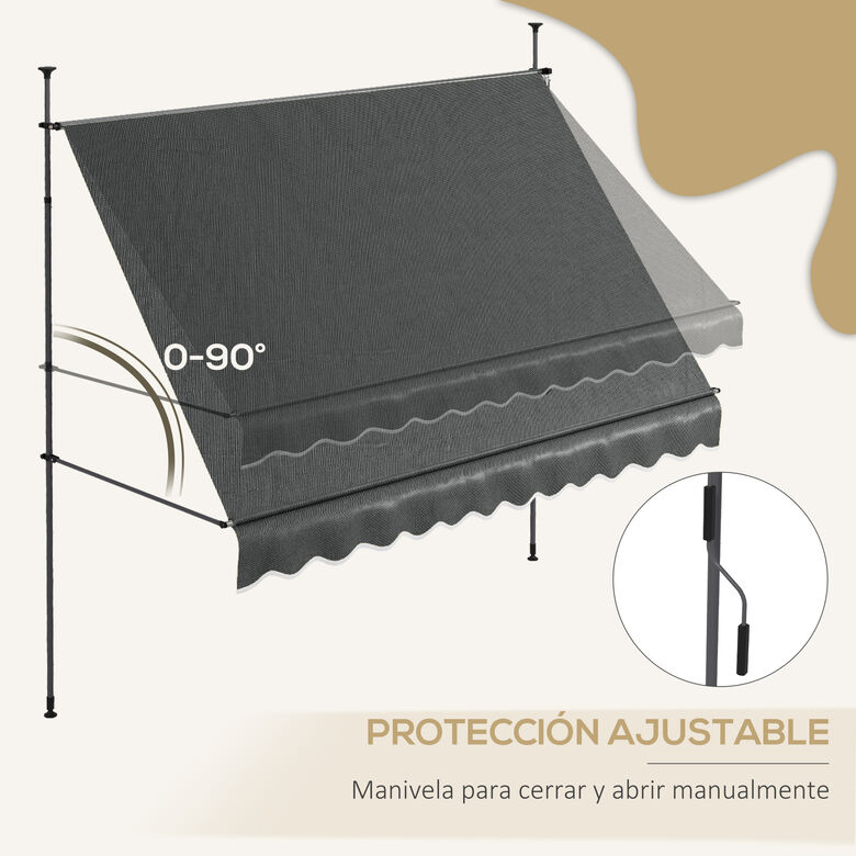 Outsunny Toldo Manual Retráctil Con Manivela Gris Oscuro Para Jardín thumbnail