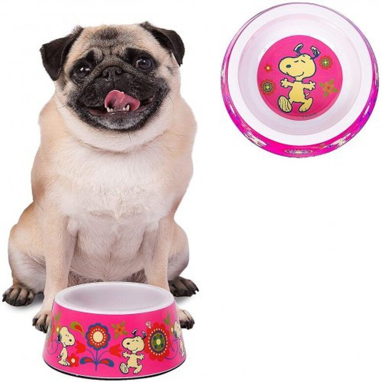 Comedero para perros de melamina Snoopy Pink Flower, , large image number null