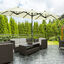 Outsunny Sombrilla Doble 285x147x227 cm Sombrilla de Jardín con Inclinación de 45° Manivela Costillas de Acero y 3 Orificios de Ventilación para Terraza Balcón Piscina Beige, , large indicador imagen numero 2