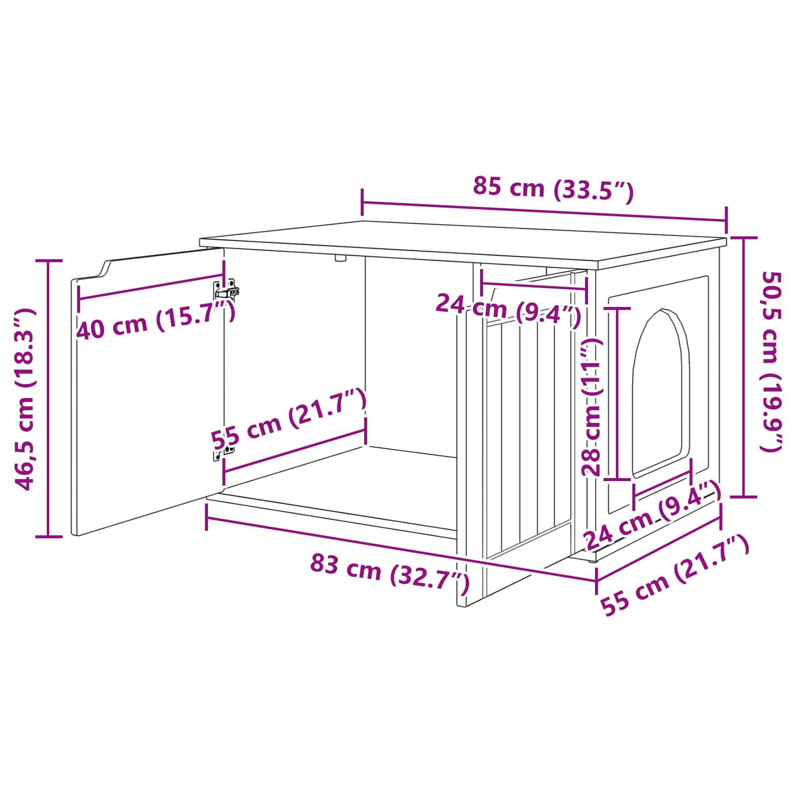 vidaXL Casa para Gatos Roble Artesanal 85 x 55 x 53,5 cm, , large Imagen numero 4