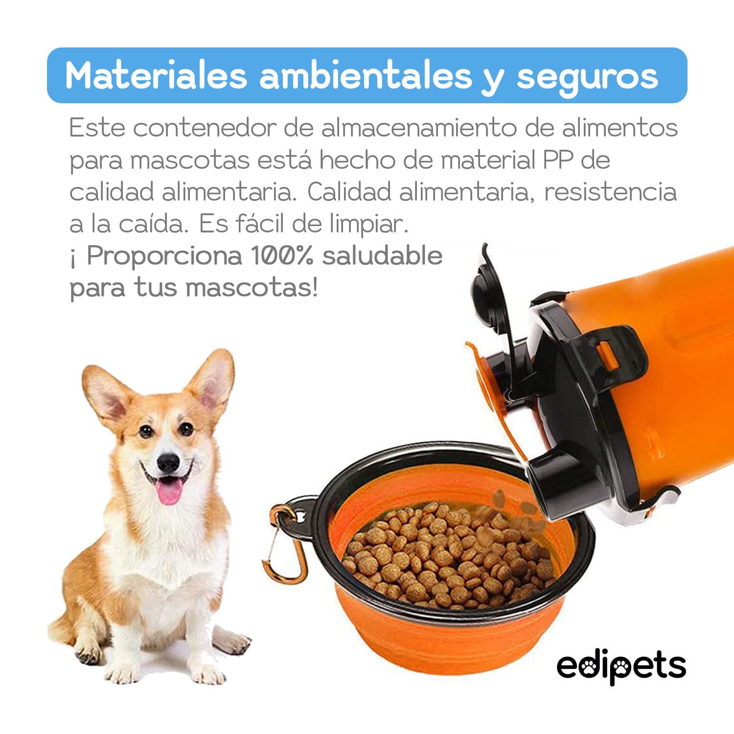 Edipets bebedero portátil con comedero plegable silicona para perros thumbnail