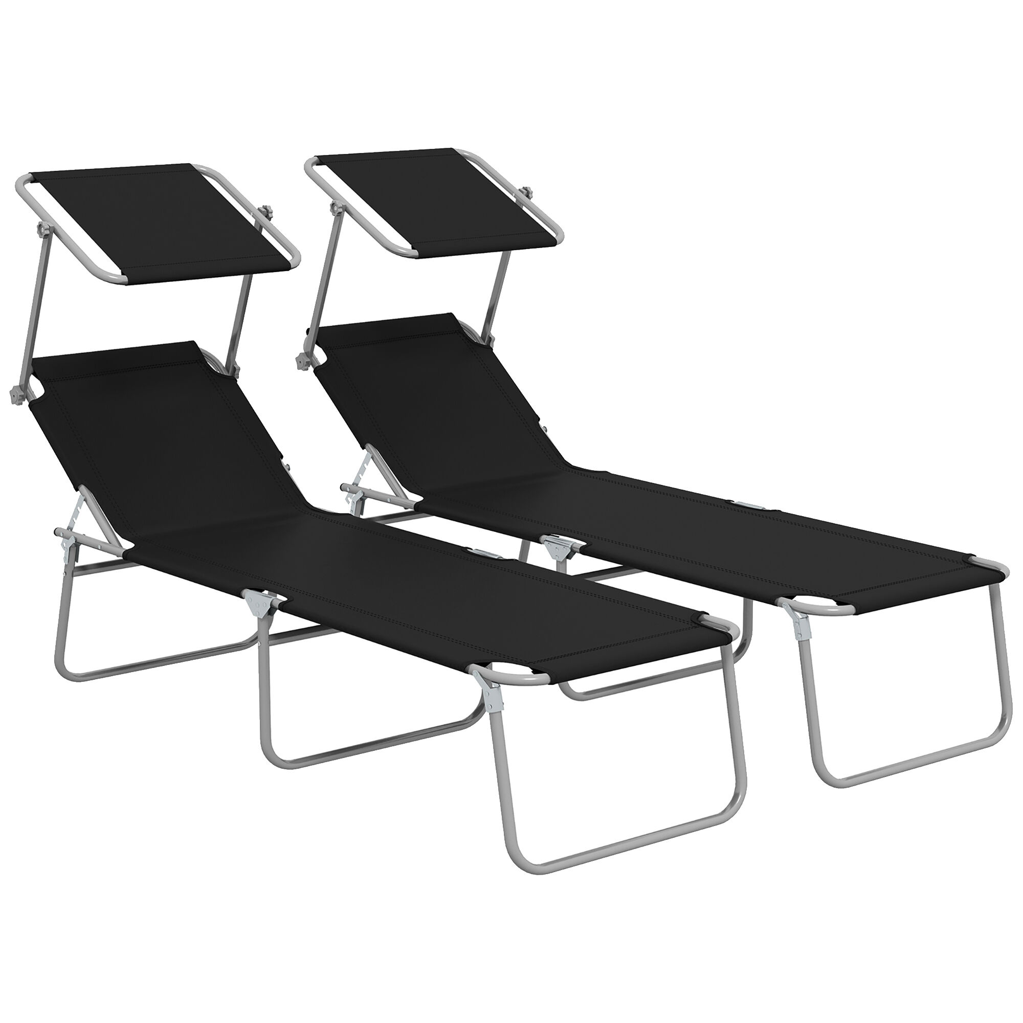 Outsunny Tumbonas Plegables Negro, , large Imagen numero 1