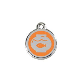 Red Dingo Placa identificativa Acero Inoxidable Esmalte Pecera Naranja para gatos