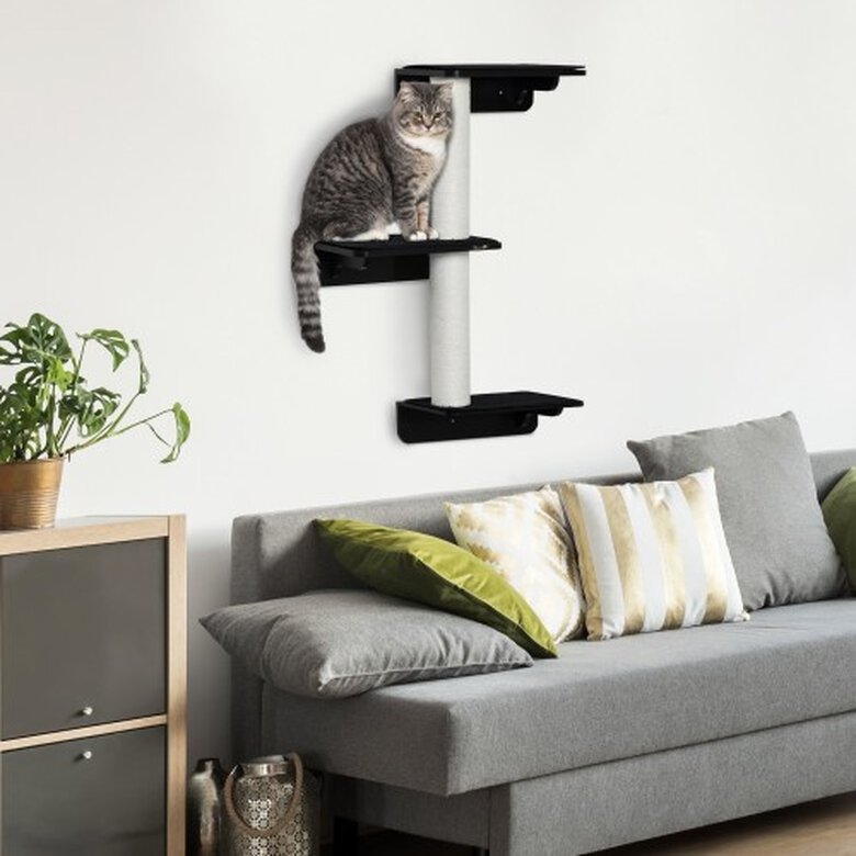 PawHut árbol rascador de pared con 3 plataformas para gatos, , large image number null