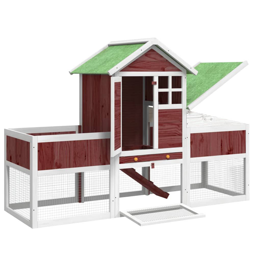 vidaXL Conejera de madera maciza de pino mocha, , large Imagen numero 4