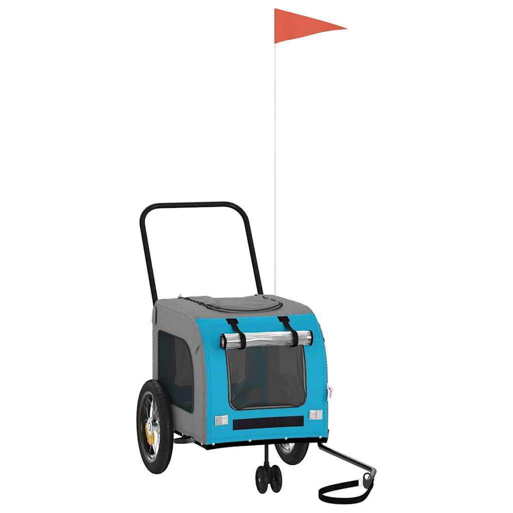 vidaXL Remolque de bicicleta para mascotas Azul y gris, , large Imagen numero 1
