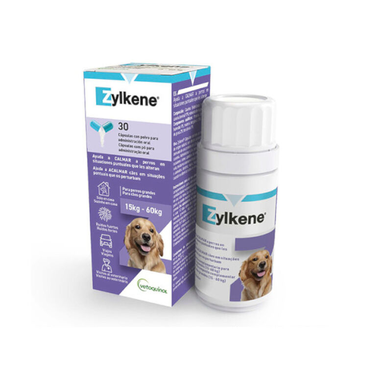 Vetoquinol Zylkene suplemento natural calmante en cápsulas para perros y gatos thumbnail